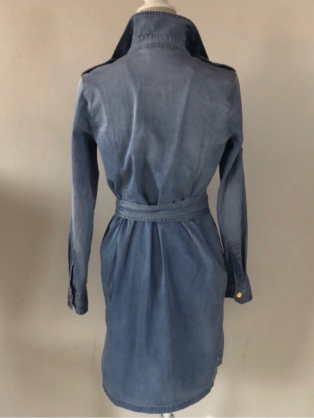 Tory Butch stretch Denim Shirt Dress with Belt - Picture 2 of 8